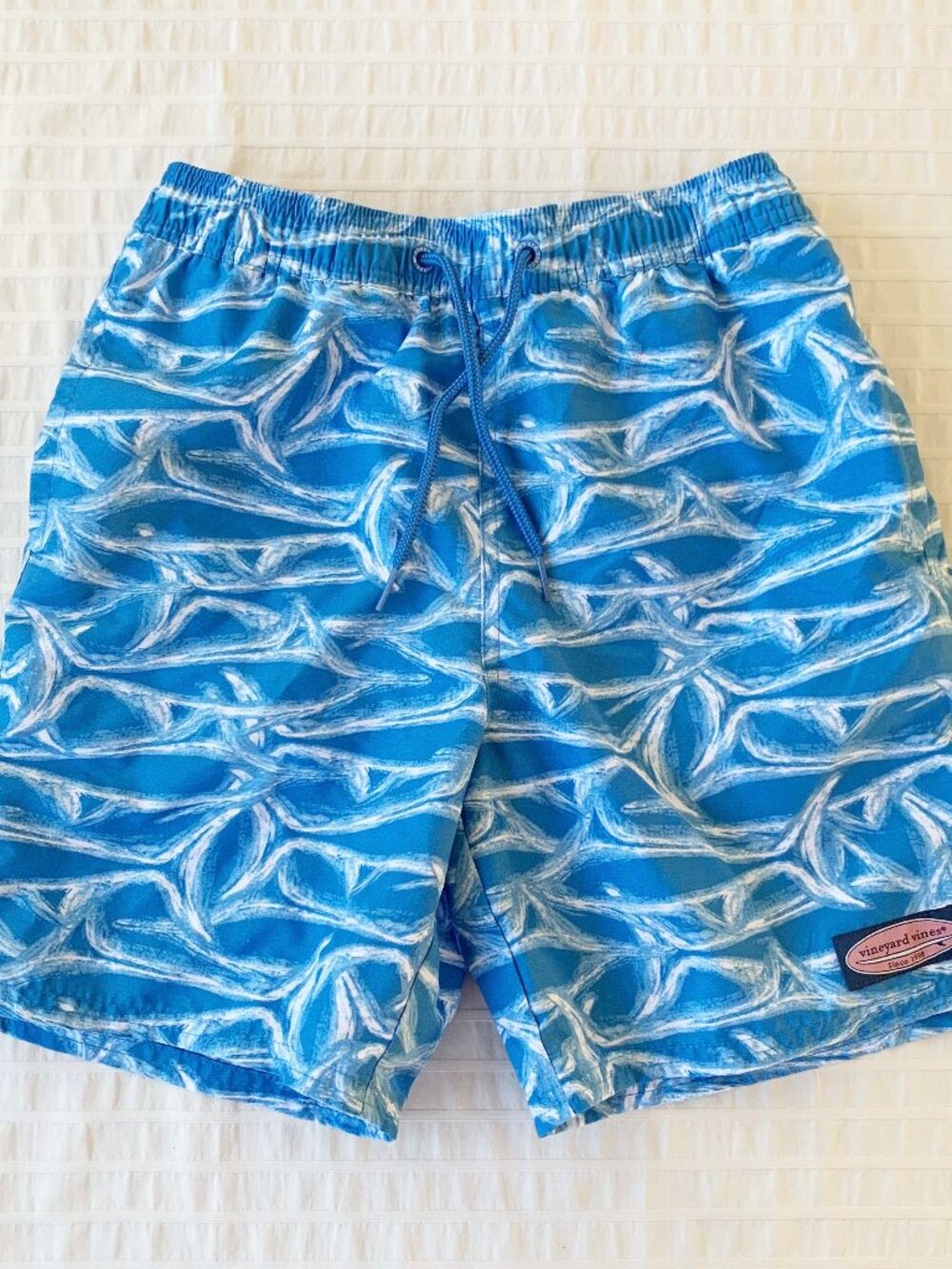Vineyard Vines Brushed Marlin Chappy Swim Trunks + Swim Bag • 8/10 Years